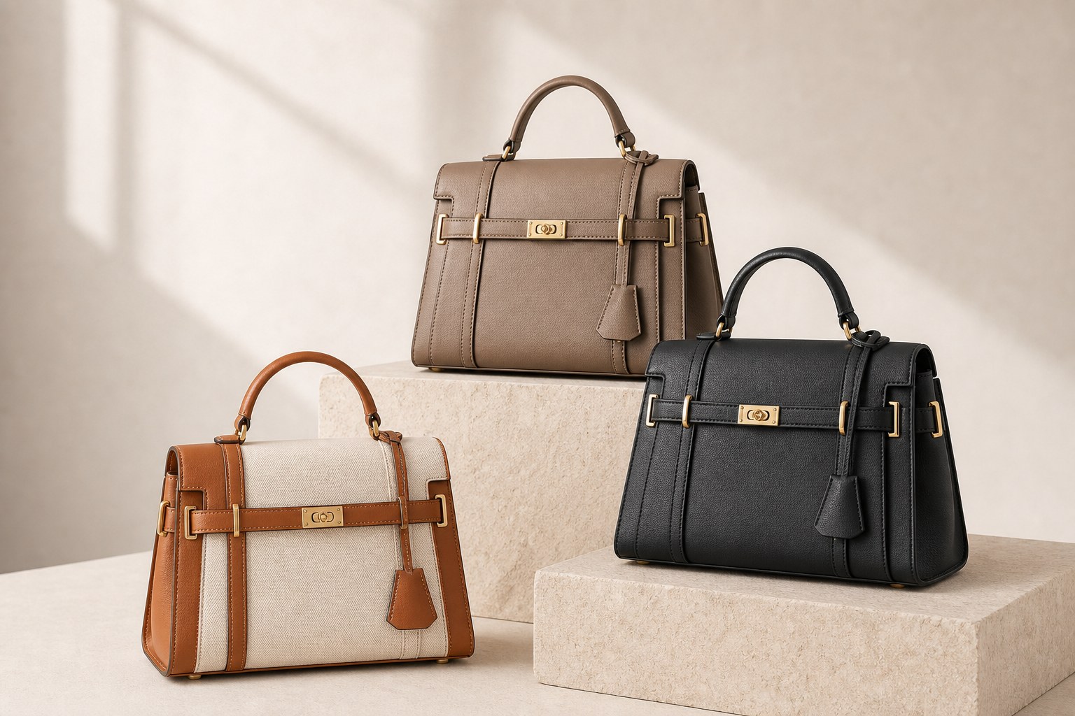 Structured satchel handbags for wholesale buyers